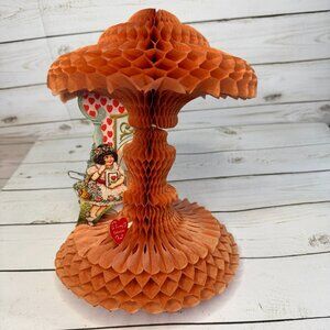 Vintage Beistle Valentine's Day Card Honeycomb Centerpiece Victorian Girls Heart